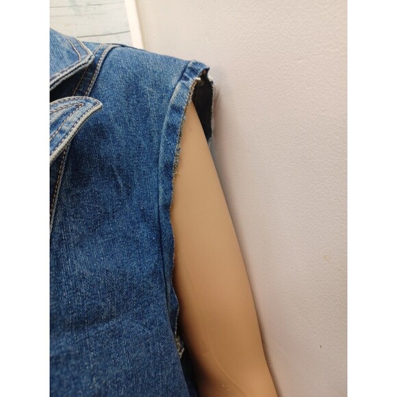 Vtg Carols Denims Button Vest Stars Trish TS Patriotic Denim XL Destroyed - Picture 3 of 12